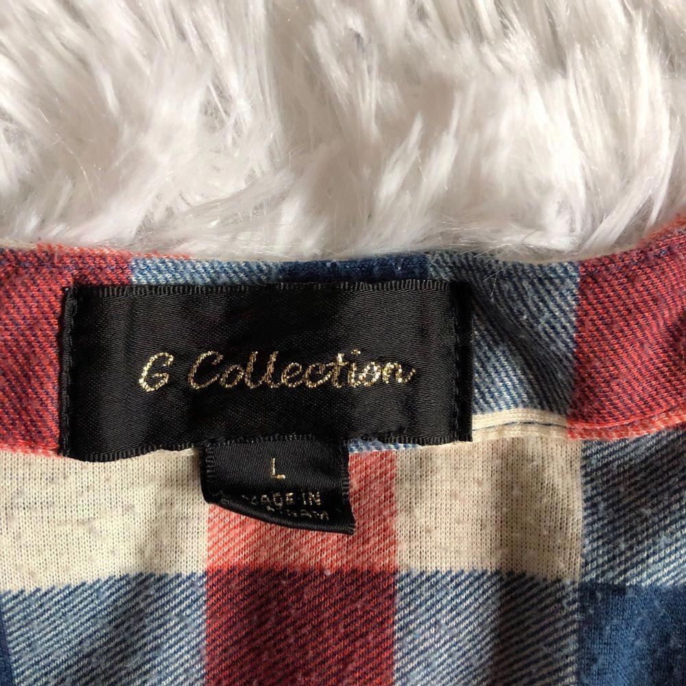 GG Collection Light Orange/Blue Flannel Shirt - Size L - Picture 3 of 7